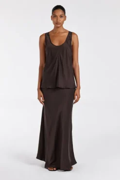 COLETTE BITTER CHOC SILK SKIRT