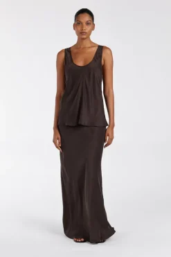 COLETTE BITTER CHOC SILK CAMI TOP