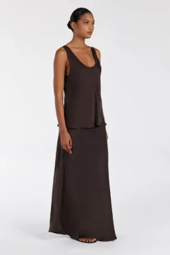 COLETTE BITTER CHOC SILK CAMI TOP