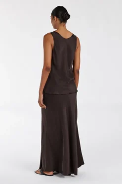 COLETTE BITTER CHOC SILK CAMI TOP