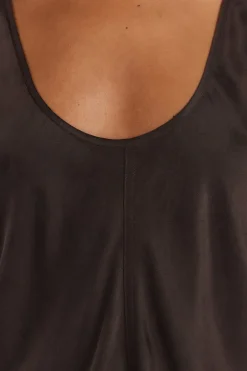 COLETTE BITTER CHOC SILK CAMI TOP