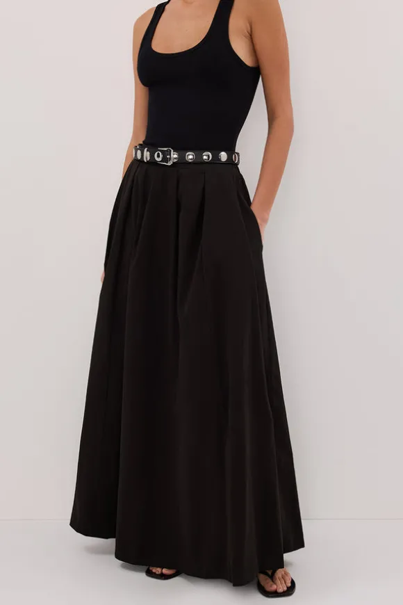 CONAGH BLACK POPLIN MIDI SKIRT