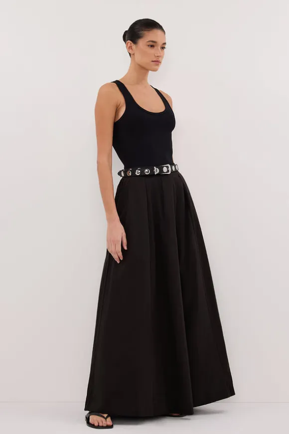 CONAGH BLACK POPLIN MIDI SKIRT