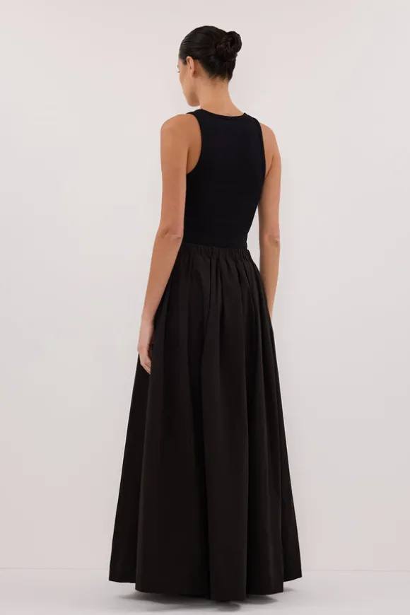 CONAGH BLACK POPLIN MIDI SKIRT