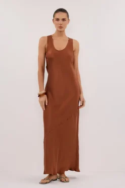 DARCY RUST SILK MAXI DRESS