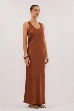 DARCY RUST SILK MAXI DRESS
