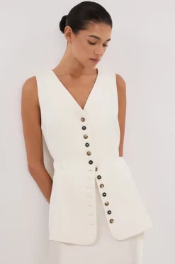 DEMI CREAM LONGLINE VEST