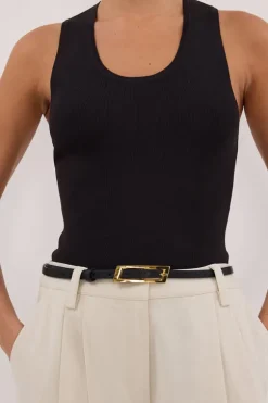 DEVIN WASHED BLACK RACER KNIT TANK