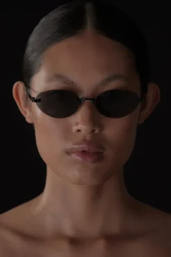 ELISA JOHNSON TRINITY GLOSS BLACK SUNGLASSES