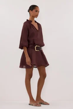ELLIE WALNUT RAMIE SMOCK DRESS