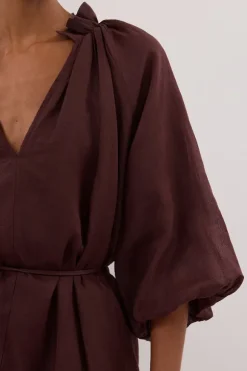 ELLIE WALNUT RAMIE SMOCK DRESS