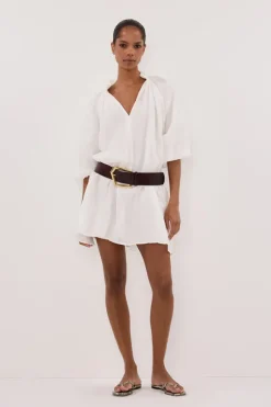 ELLIE WHITE RAMIE SMOCK DRESS