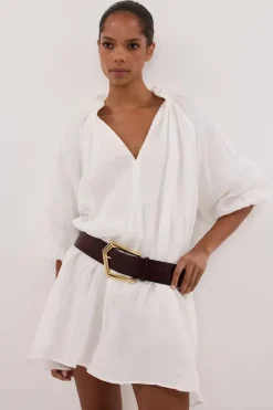ELLIE WHITE RAMIE SMOCK DRESS