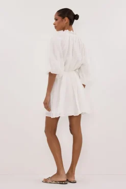 ELLIE WHITE RAMIE SMOCK DRESS