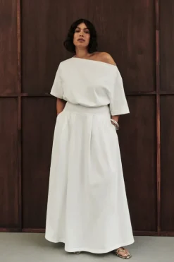 ESME WHITE ASYM MAXI DRESS