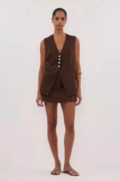 EVA BITTER CHOC LINEN SKORT