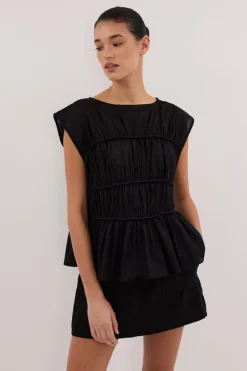 EVA BLACK LINEN SKORT