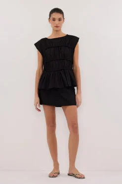 EVA BLACK LINEN SKORT