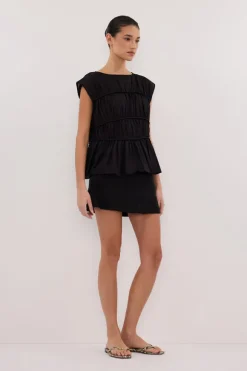 EVA BLACK LINEN SKORT