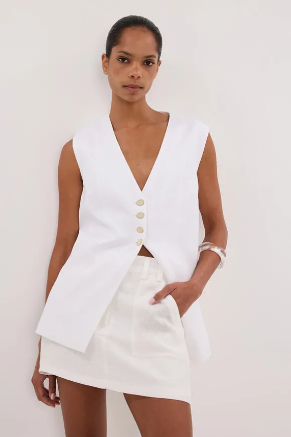EVA OFF WHITE LINEN SKORT