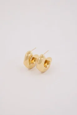 F+H GOLD HAMMERED CHUBBY HOOPS