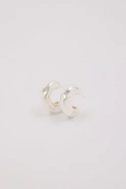 F+H SILVER HAMMERED CHUBBY HOOPS