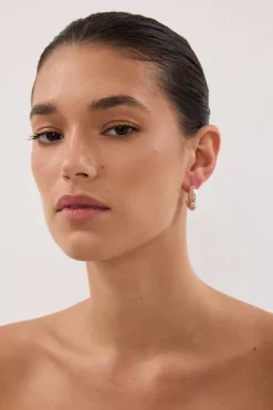 F+H SILVER HAMMERED CHUBBY HOOPS