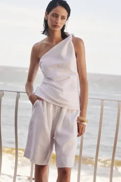 FINNY WHITE SLEEVELESS LINEN TOP