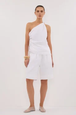 FINNY WHITE SLEEVELESS LINEN TOP