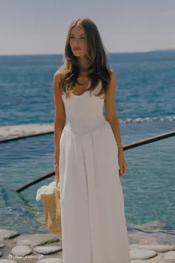 FLORENCE WHITE SLEEVELESS COTTON MIDI DRESS
