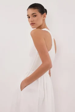 FLORENCE WHITE SLEEVELESS COTTON MIDI DRESS