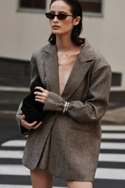 FRANKIE CHOC OVERSIZED TWEED BOYFRIEND BLAZER