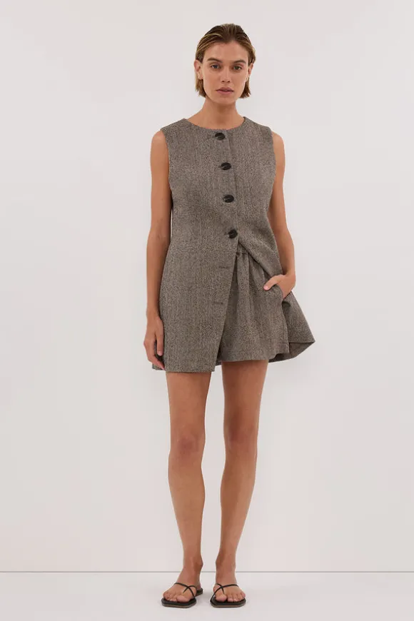 FRANKIE CHOC TWEED ELASTIC SHORT