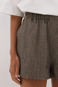 FRANKIE CHOC TWEED ELASTIC SHORT
