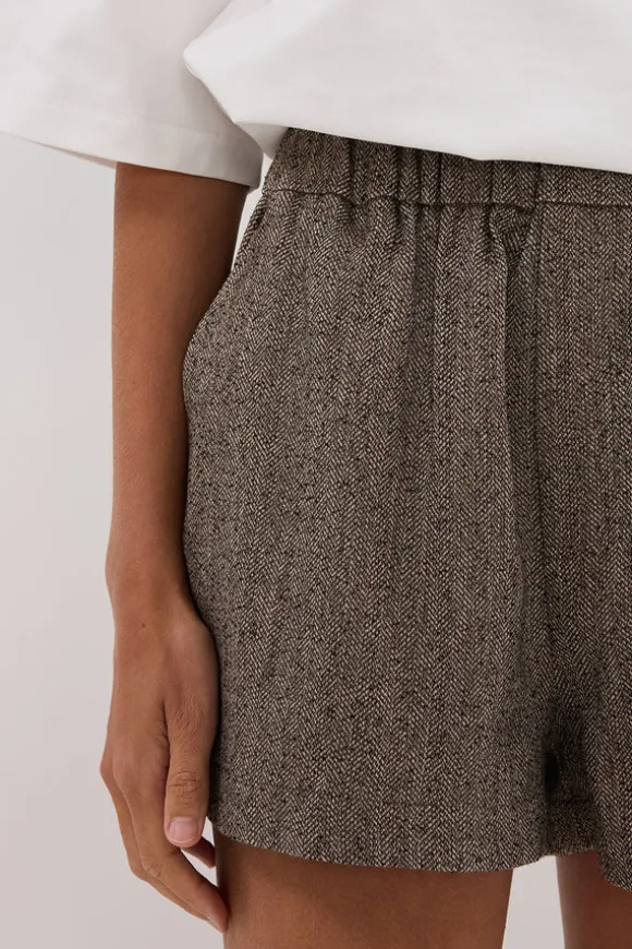 FRANKIE CHOC TWEED ELASTIC SHORT
