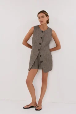 FRANKIE CHOC TWEED TUNIC VEST