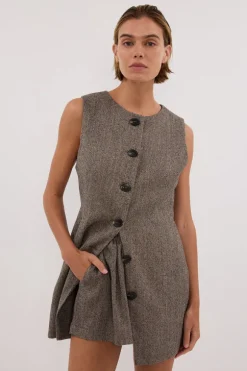 FRANKIE CHOC TWEED TUNIC VEST