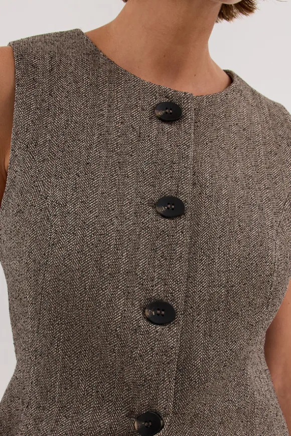 FRANKIE CHOC TWEED TUNIC VEST