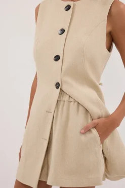 FRANKIE OAT TWEED ELASTIC SHORT
