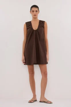 GABBY BITTER CHOC MINI DRESS