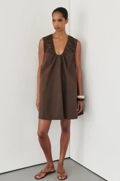 GABBY BITTER CHOC MINI DRESS