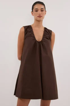 GABBY BITTER CHOC MINI DRESS