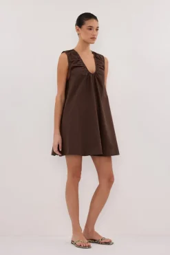 GABBY BITTER CHOC MINI DRESS