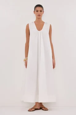 GABBY WHITE COTTON MIDI DRESS