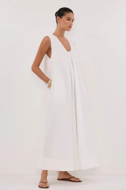 GABBY WHITE COTTON MIDI DRESS