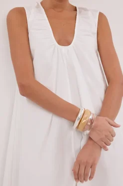 GABBY WHITE COTTON MIDI DRESS