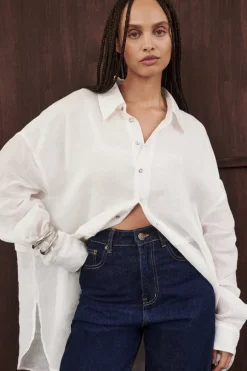 GIGI WHITE RAMIE SLEEVED SHIRT
