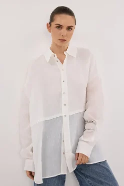 GIGI WHITE RAMIE SLEEVED SHIRT