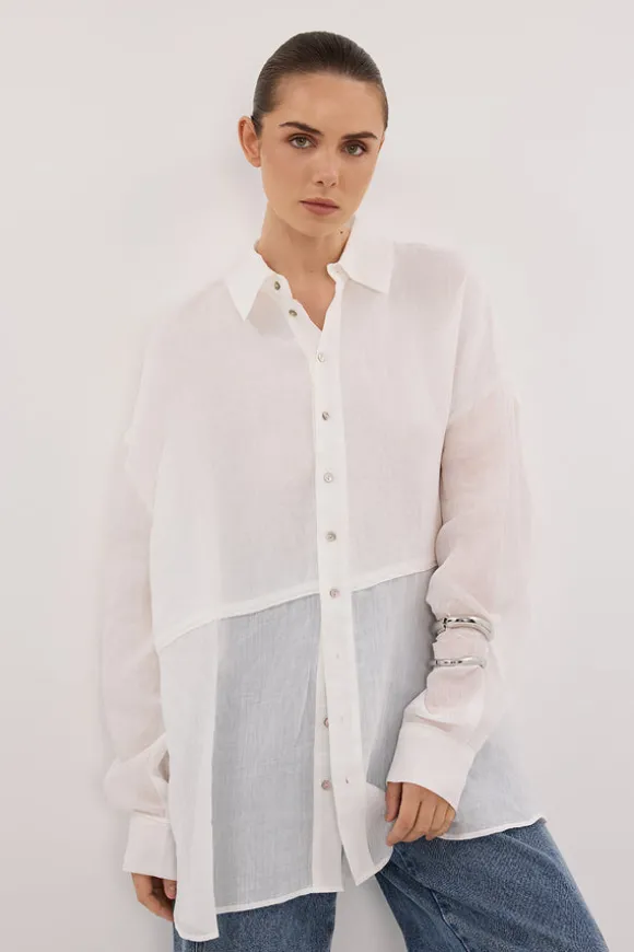 GIGI WHITE RAMIE SLEEVED SHIRT