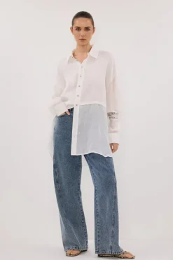 GIGI WHITE RAMIE SLEEVED SHIRT